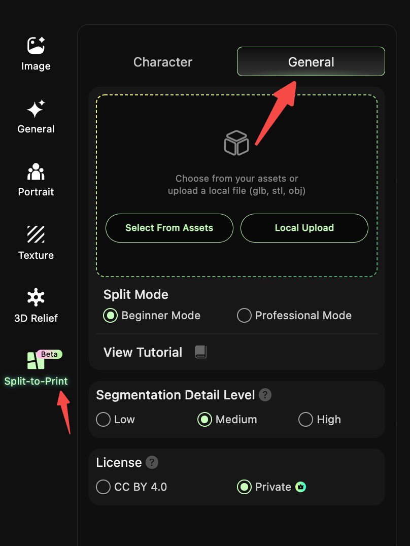 Hi3D-split-to-print-general-mode