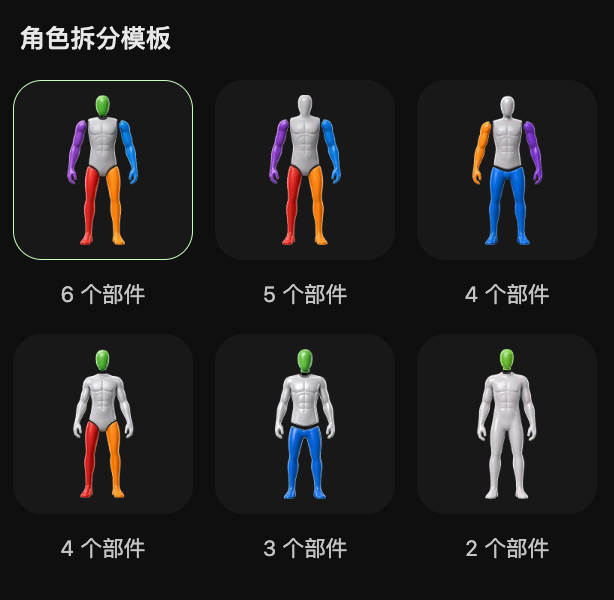 选择角色拆分的模板