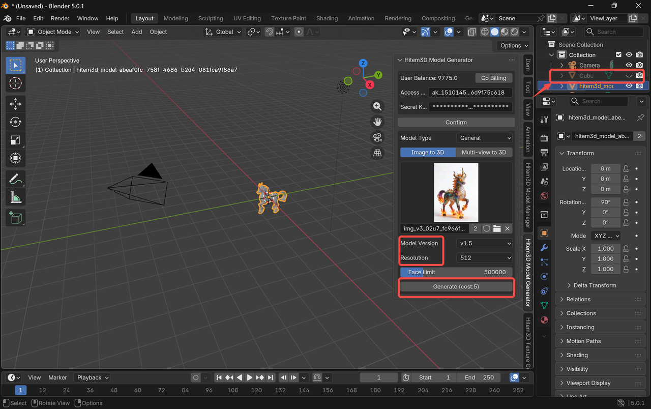 image-to-3D result